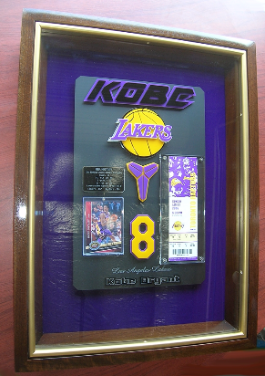Kobe Bryant 3D Shadowbox signed card, 81 point game ticket